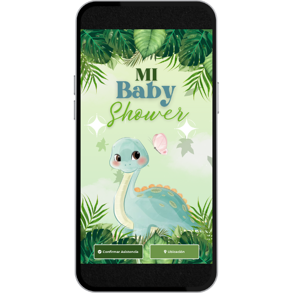 Invitación Digital Video de Baby Shower - Dinosaurios para Baby Shower con música, link de ubicación y botón de confirmación a whatsapp.
